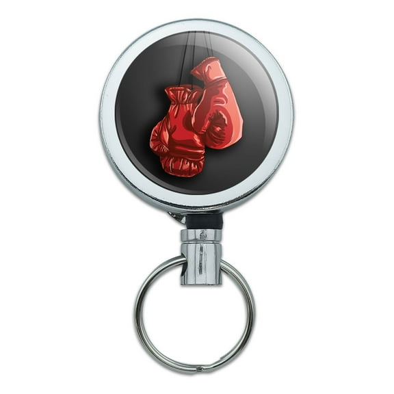 Boxing Gloves Boxer Retractable Belt Clip Badge Key Holder