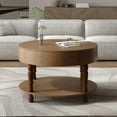 thumbnail image 6 of MDQMD Round Coffee Table with Hidden Storage for Living Room,Rustic Coffee Table with Storage Shelf for Apartment, 6 of 9