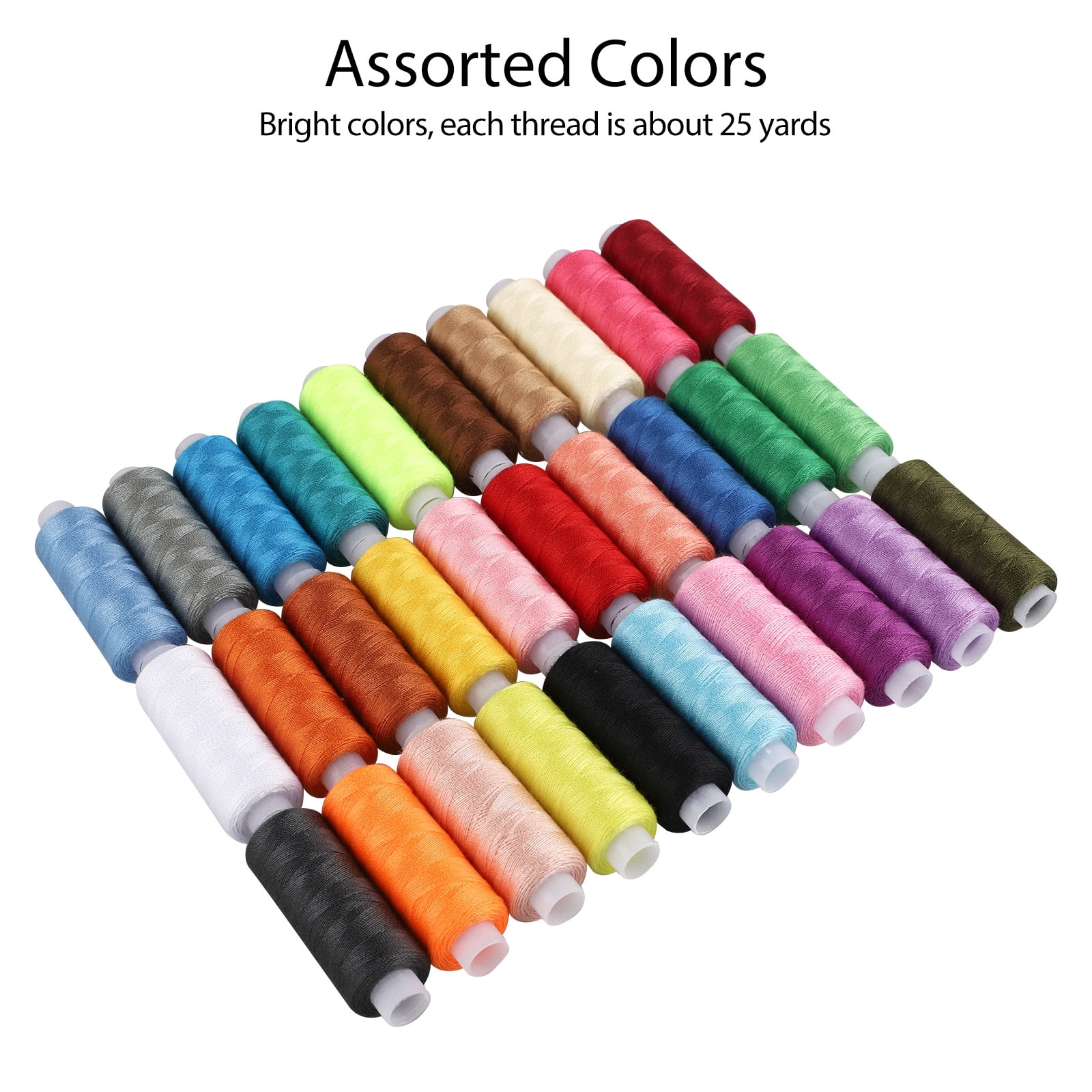 Set of 10 Colorful Spools and Matching Bobbins Polyester High Tenacity  Thread for Sewing Machine All Purpose Christmas Gift Stocking Stuffer 