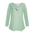thumbnail image 5 of Black and Friday Clothing Sales Idoravan Long Sleeve Shirts for Women Winter Women's Long Sleeve Summer V Neck Sexy Casual Tops Regular Blouse Tops Green S, 5 of 5
