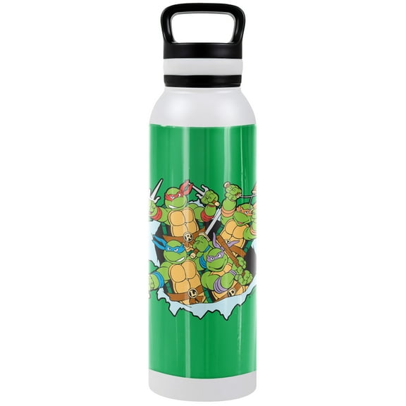 Teenage Mutant Ninja Turtles TMNT Official Turtles And Logo 24 oz Insulated Canteen Water Bottle, Leak Resistant, Vacuum Insulated Stainless Steel with Loop Cap