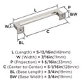thumbnail image 6 of Amerock Lintel 5-1/16 inch (128mm) Center-to-Center Satin Nickel Cabinet Pull, 6 of 7