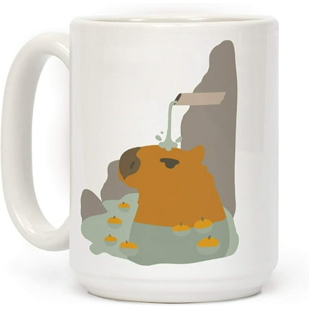 

Capybara Hot Spring White 15 Ounce Ceramic Coffee Mug