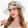 thumbnail image 5 of CENTIE Sun Hats Womens Dress Hat Wide Leaf Flower Bridal Shower Sun Hat Beach Hat Beige, 5 of 8