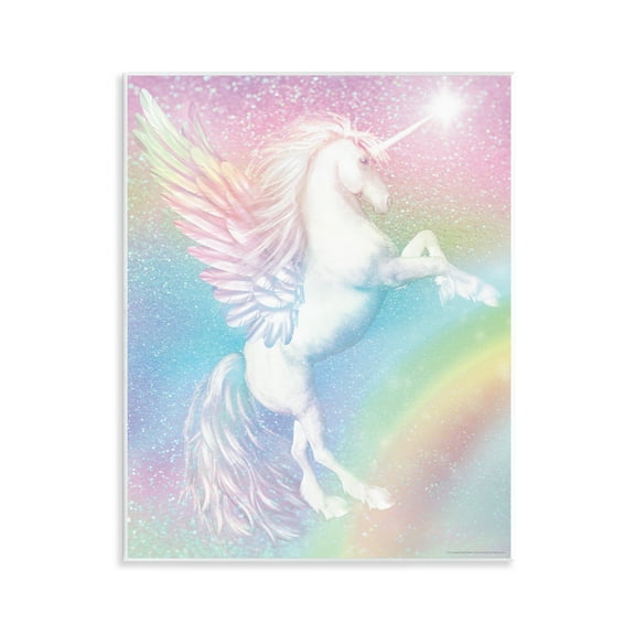 Stupell Industries Pastel Glitz Unicorn Fantasy & Sci-Fi Painting Unframed Art Print Wall Art, 11 x 14
