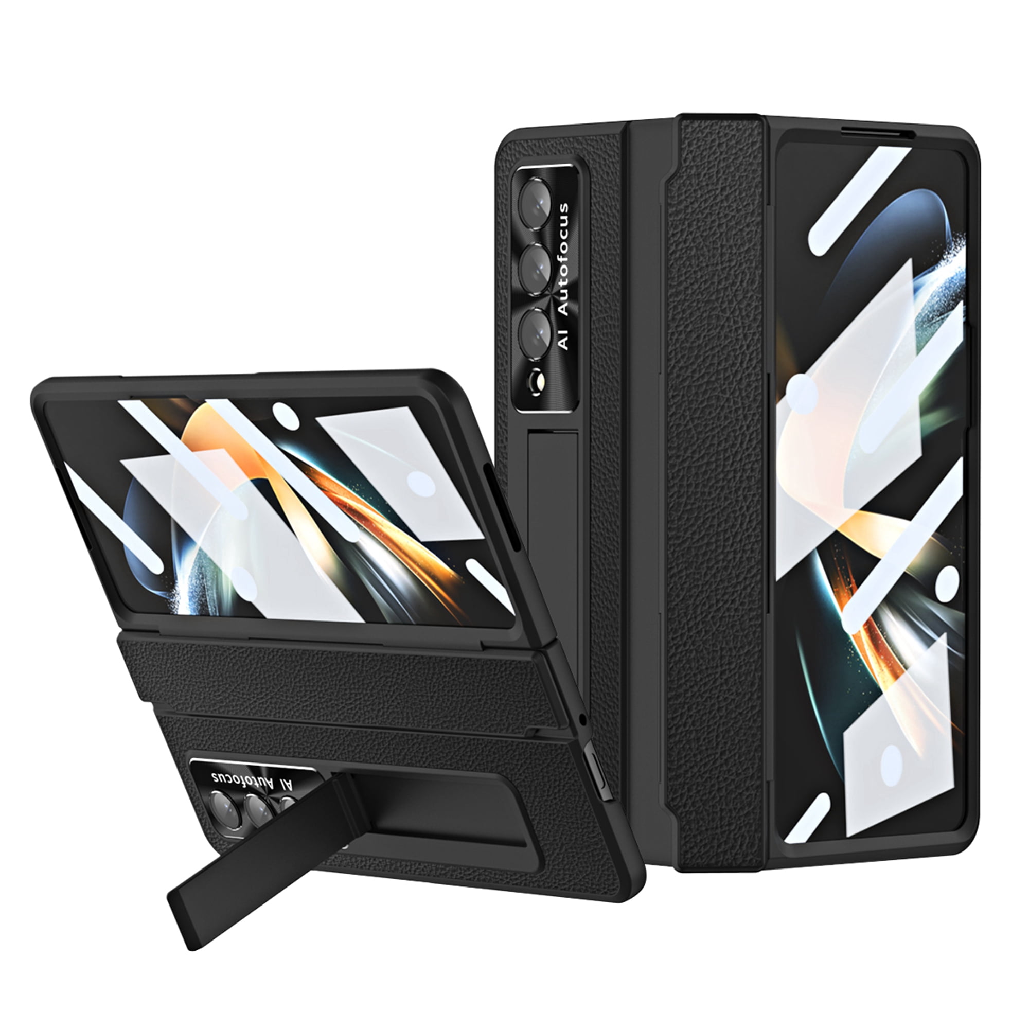 Dteck for Samsung Galaxy Z Fold 4 Case with Screen Protector, Hinge Protection Case Full Body with Built in Screen Protector PC Protective Phone Case with Kickstand for Samsung Galaxy Z Fold4 5G,Black