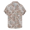 thumbnail image 1 of Blusa y camisa de manga corta con cuello vuelto para hombre, camisa informal de moda con estampado de hojas y solapa de manga corta, blusa para hombre, 1 of 4