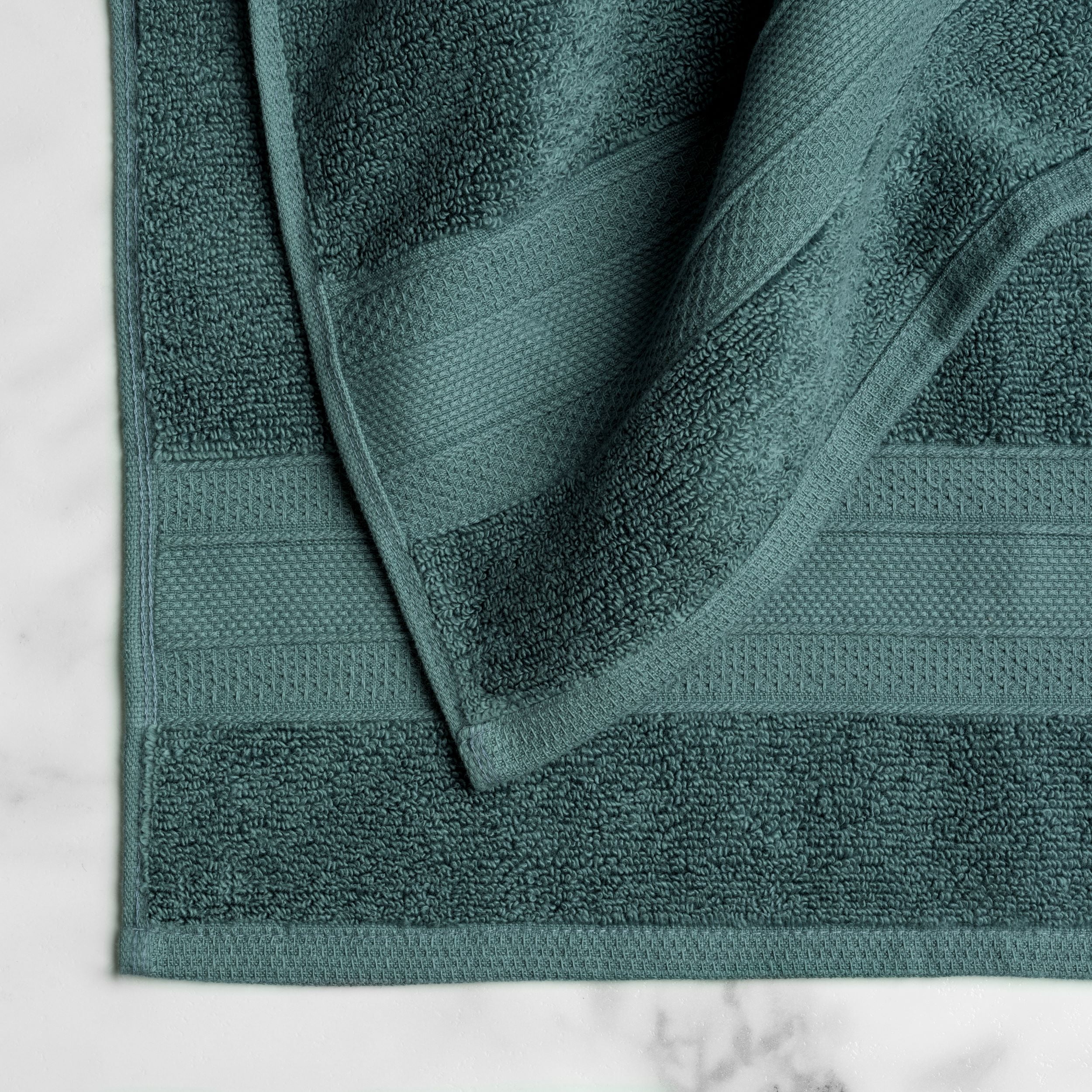 serviette de toilette Hometrends unie 100 % coton, 1 pièce, 550 g/m², ultra absorbante et douce, bleu sarcelle à main 16 x 28 po