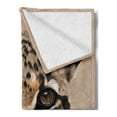thumbnail image 2 of Animal Soft Flannel Fleece Throw Blanket, Baby Leopard Portrait Wildlife Tropical Feline Illustration, Cozy Plush for Indoor and Outdoor Use, 50" x 70", Umber Cocoa Brown, by Ambesonne, 2 of 5