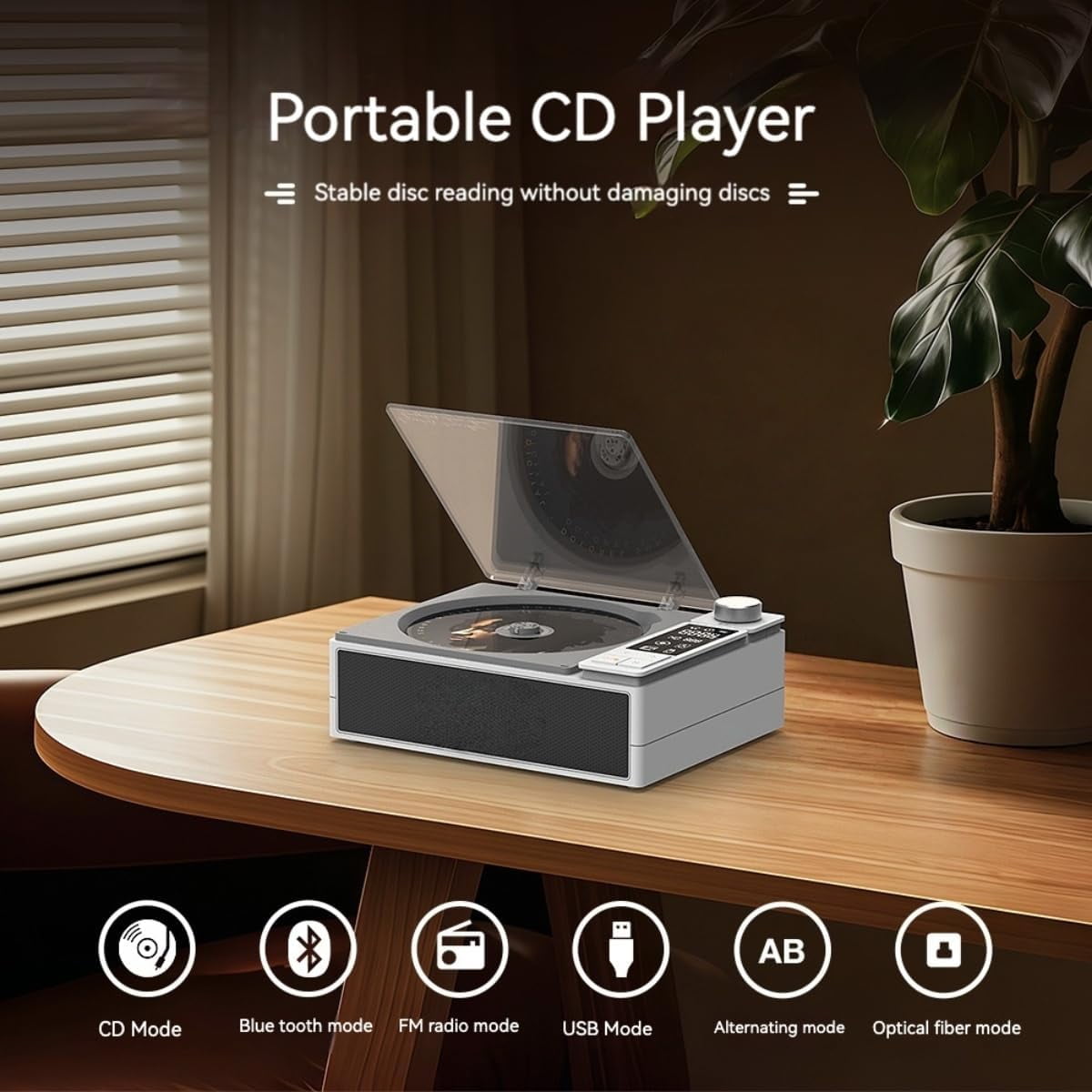 Portable CD Player with Dual Stereo Speakers,Rechargeable Small CD Player with LCD Display,Built-in HiFi Speakers, Remote Control,Supports CD/FM Radio/USB/AUX