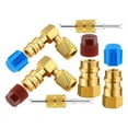 thumbnail image 1 of Trousse d'Adaptateur de Conversion de Raccords CA R12 vers R134A, Adaptateur de Raccord Rapide pour Valve A/C Port 90° Mise à Niveau Haute/basse Pression, 1 of 7