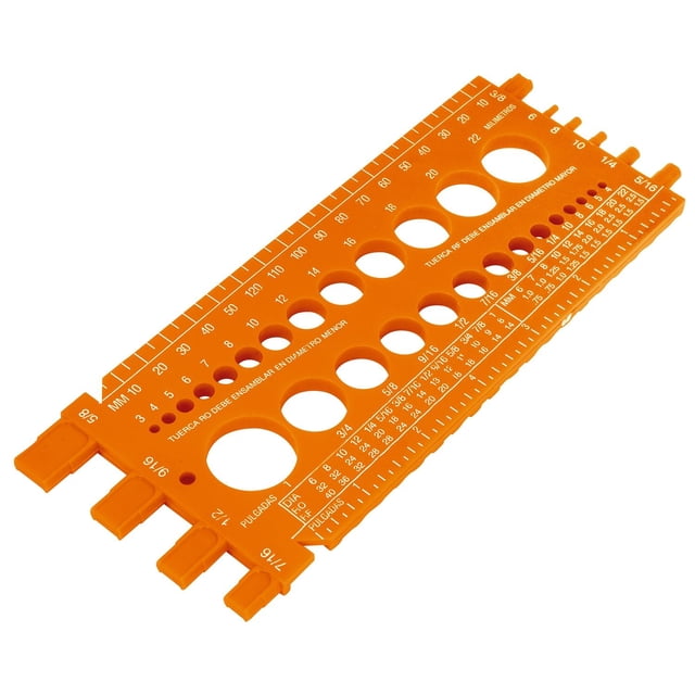 Regleta calibradora de tuercas y tornillos, 22 cm Truper Truper REGLA-22