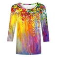 thumbnail image 5 of Hauts pour Femmes Mode Féminine T-shirt Imprimé Ample Blouse à Manches 3/4 Col Rond Hauts Décontractés pour Femmes Hauts Décontractés pour Femmes en Liquidation, 5 of 5