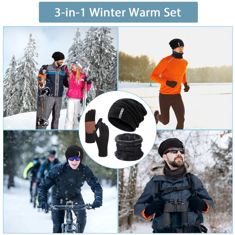 Bocaoying 3 Pcs Winter Hat Gloves Scarf Set for Men, Fleece  display picture 2