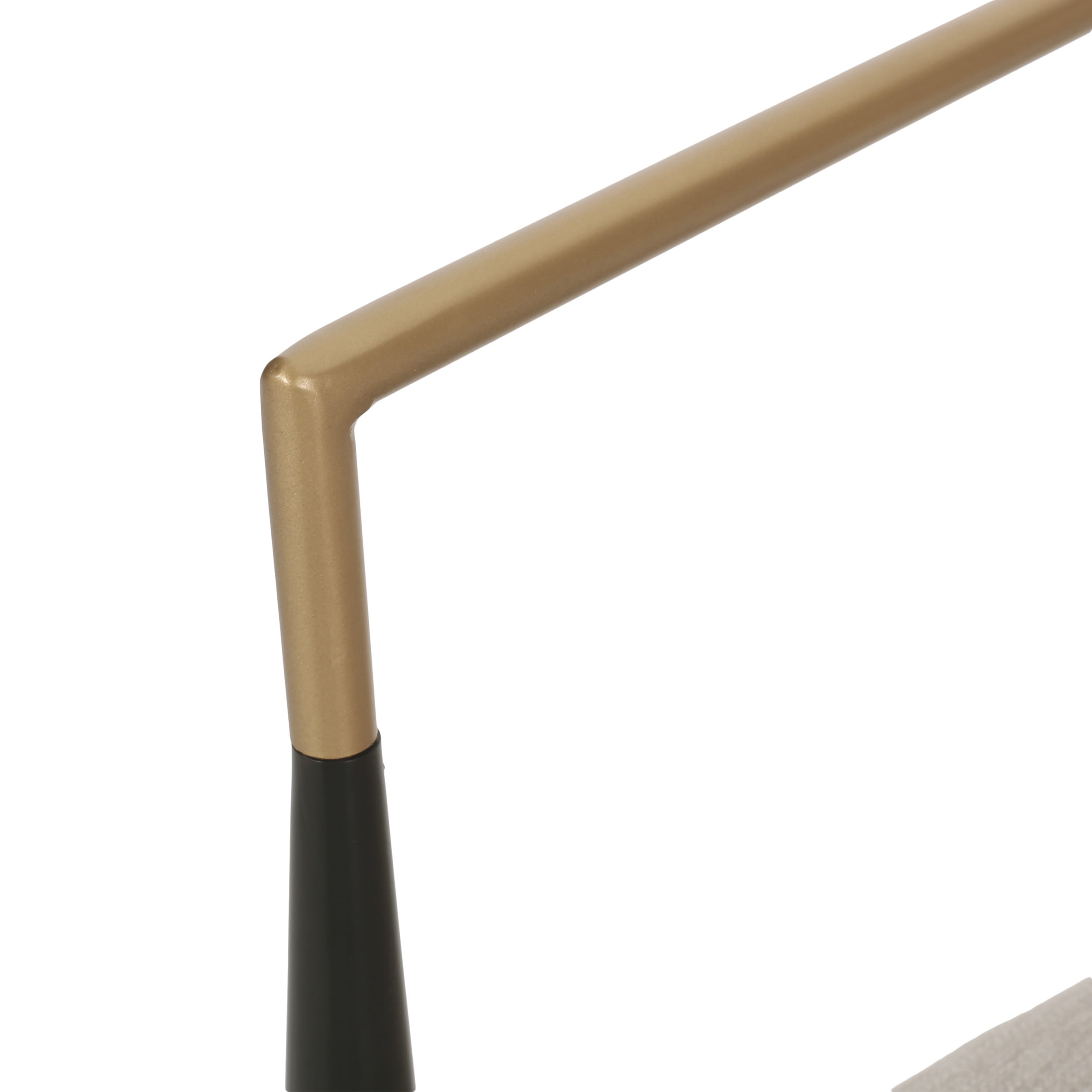 Noble House Boise Fabric Upholstered Metal Dining Chairs, Set of 2, Beige, Black, and Gold