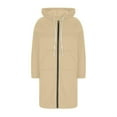 thumbnail image 5 of Plus Size Long Hooded Jacket with Waist Tie Lightweight Zip Up Outerwear for Fall Season Side Slit Pockets Comfort Women Casual Dress Sweater Long Sleeve Hoodie Womens Long Hooded Sweatshirt, 5 of 7
