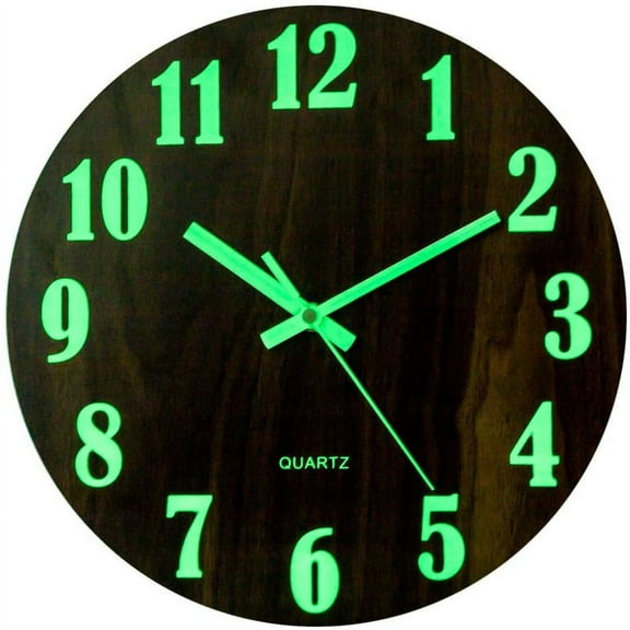 Modern Glow in The Dark Wall Clock,Non-Ticking Silent Movement Night Light Clock, Decorative for Home Living Room Office