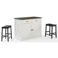 thumbnail image 1 of Pemberly Row Modern Wood Kitchen Island with Saddle Stools in White, 1 of 17
