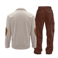 thumbnail image 2 of guisaled Men's Tracksuit 2 Piece Set Corduroy Cozy Sweatsuits Casual Jogging Athletic Sweatpants Quarter Button Sweatshirts Suits, 2 of 6