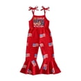 thumbnail image 5 of Wxirdiow Baby Girl Clothes 4th of July 4th of July Toddler Girl Outfit Patriotic-Flags Bell Bottoms Fourth of July Jumpsuit Sleeveless Overalls Red Size,3-4 Years, 5 of 5