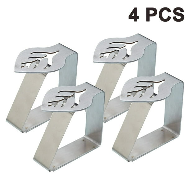 4 Piezas De Acero Inoxidable Plateado Grueso Fuerte Clip De Tela, Soporte De Abrazadera De Mantel, Abrazaderas De Cubierta De Mesa, Soportes De Clips De Mantel Para Exteriores E Interiores Jormftte 2034223