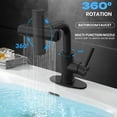 thumbnail image 2 of Matte Black Bathroom Sink Faucet with Pull Down Sprayer - 4 Mode Single Handle Vanity Faucet Waterfall Bathroom Faucet with Pull Down Sprayer (No Drain), 2 of 14