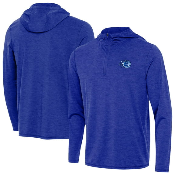 Men's Antigua Heather Royal Orlando Magic New Logo Tidy Quarter-Zip Hoodie
