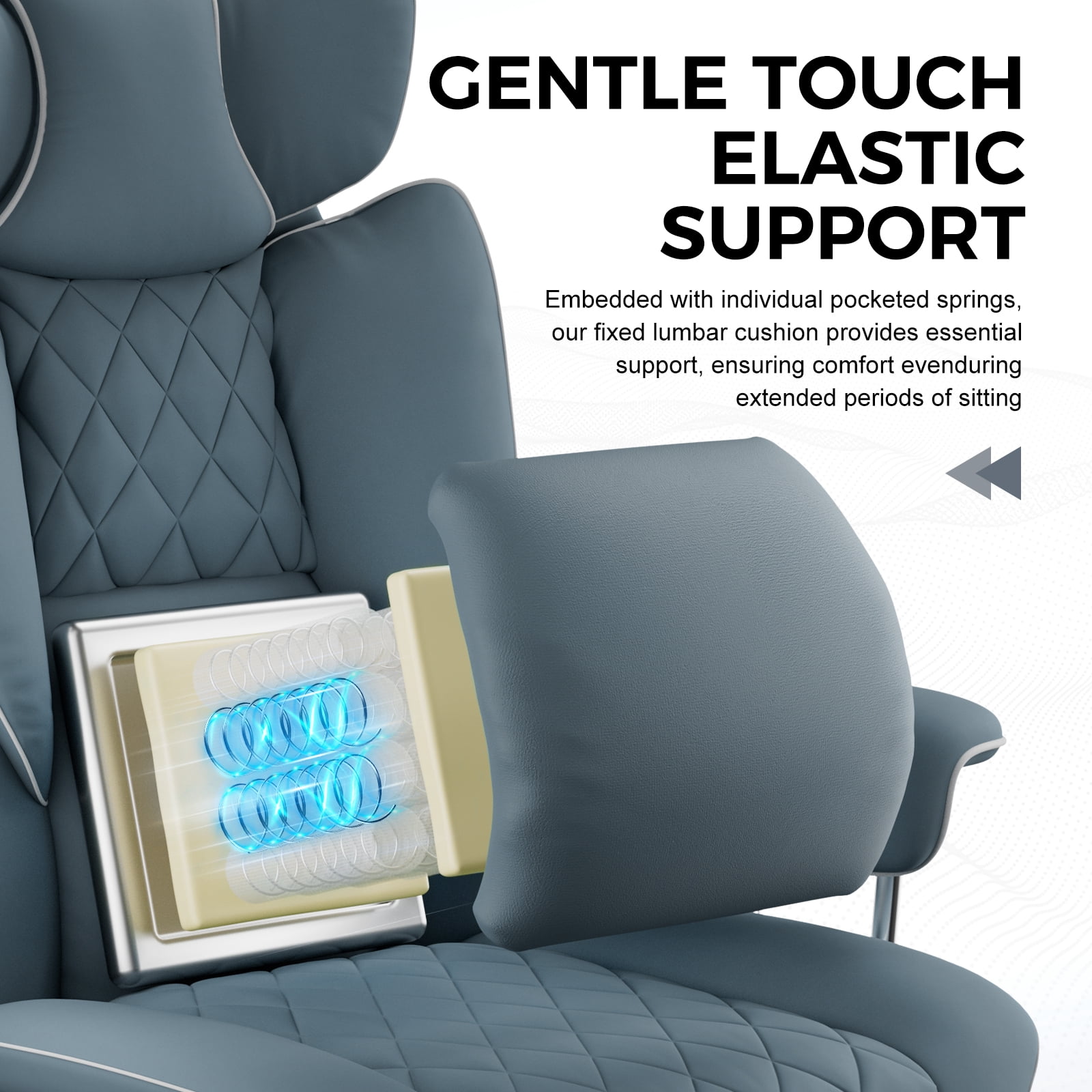 EXRACING Ergonomic Big and Tall PU Leather Gaming Chair with Footrest, Blue