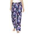 thumbnail image 2 of Lsque cool flower Skull Print Women's Pajama Pants, Lounge Pant - Comfortable Home Wear,Elastic Waistband, Stylish Design-Large, 2 of 9