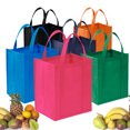 thumbnail image 2 of New Arrival Quality Reusable Foldable Button Shopping Bag Non-Woven Tote Pouch Storage Handbag Grocery Eco Friendly Bags Blue, 2 of 6