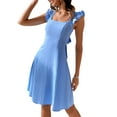 thumbnail image 3 of Franhais Women Summer Slip Mini Dress, Fly Sleeve Square Neck Backless A-line Dress for Party, 3 of 7