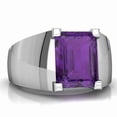 thumbnail image 2 of Amethyst Men Ring, White Gold Plated Silver Ring, Emerald Cut Amethyst Ring, Pinky Ring, Amethyst Statement Ring, Anniversary Gift For Him, 2 of 5