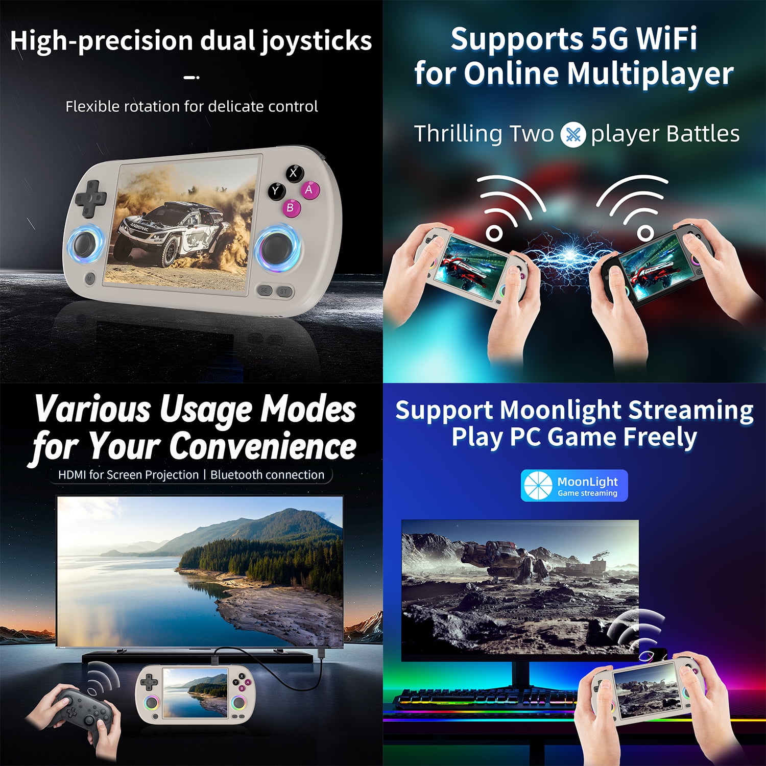 RG40XX H Handheld Game Consoles,4 inch IPS,Linux 64,WiFi Bluetooth HD and TV Output Gray