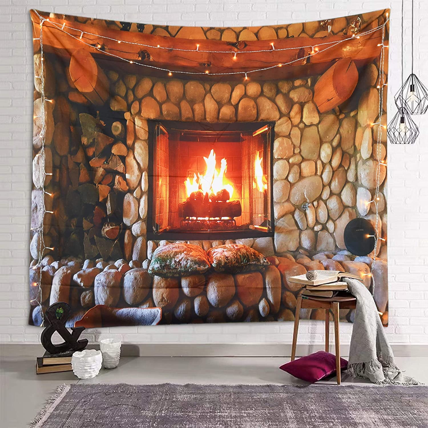 Lightweight and Soft Tapestry Stone Fireplace Pattern Wall Art Hanging  Tapestry for Bedroom Room Dorm Outdoor Decor, 71 x 91 - Walmart.com
