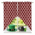 thumbnail image 2 of Swag Curtains Valances for Windows, Red White Geometric Short Kitchen Window Curtains Over Sink, Minimalist Morocco Pattern Cafe Curtains Panel Set Of 2,Rod Pocket, 36 Inches Length, 2 of 9