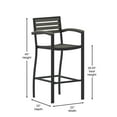 thumbnail image 5 of BizChair Commercial Grade Bar Height Stool with Arms, All-Weather Outdoor Bar Stool with Faux Wood Poly Resin Slats and Aluminum Frame, Gray Wash, 5 of 11