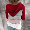 thumbnail image 3 of Mode Femmes Léopard Patchwork Col en V Manches Longues Chandail à Capuche Blouse Hauts, 3 of 6