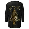 thumbnail image 4 of BLVB Merry Christmas Shirts Women Tree Graphic Print T Shirt 3/4 Sleeve Crewneck Christmas Tee Tunic Tops, 4 of 5