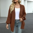 thumbnail image 6 of Ediodpoh Women's Long Sleeve Open Front Casual Lightweight Soft Knit Cardigan Sweater Outerwear Cardigan Sweaters for Women Brown XXL, 6 of 9