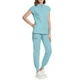 thumbnail image 4 of Scrubs for Women Set, Nursing Scrub Sets Healthcare Work Uniforms with Pockets Lightweight Polyester Nurse Outfits Elastic Waist Medical Wrinkle-Free Workwear Plus Size Blue L, 4 of 4