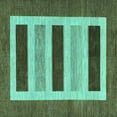 thumbnail image 1 of Ahgly Company Machine Washable Indoor Square Abstract Turquoise Blue Contemporary Area Rugs, 8' Square, 1 of 4