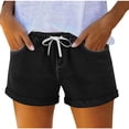 thumbnail image 5 of CHUMUD Jeans Shorts for Women Stretchy Trendy Denim Shorts Mid Rise Drawstring Casual Shorts, 5 of 7