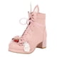 thumbnail image 1 of NECHOLOGY Botas Mujer Adulto Femenino Zapatos Botines para mujer Zapatos de mujer Color sólido Punta redonda Tacón medio Tacón grueso Cordones Hebilla Botas grandes (Pink, 8), 1 of 7