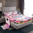 thumbnail image 1 of Ensemble de Draps Roses Unicorn, Ensemble de Draps à Fleurs Roses Simple, Draps Château de Rêve Cheval Mignon Dessin Animé Animal Drap Plat Ajusté, Décoration de Chambre Kawaii, 1 of 4