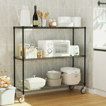 

Heavy-Duty 3 Tier Wire Shelving Unit - 3000LBS Capacity Adjustable Shelves for Home & Garage Storage 3T1848-3KLB-B-LKJ