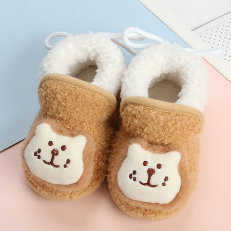 

TOWED22 Toddler Girl Snow Boots Kids Boys Girls Slippers Cartoon Cute Fleece Warm Shoes Slip On Non-Slip Indoor Toddler House Shoes A
