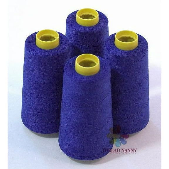 4 Large Cones (3000 Yards Each) of Polyester Threads for Sewing Quilting Serger Royal Blue Color From Threadnanny