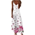 thumbnail image 2 of SMihono Robe Maxi Bohème d'Été pour Femmes Grande Taille Mode d'Été pour Femmes Imprimée à Col en V Sans Manches à Bretelles Robe Chandail Robe de Plage Évasée, 2 of 4