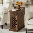 thumbnail image 6 of CRXX End Table, Narrow Side Table with Drawer and Cabinet, Farmhouse Nightstand End Table for Small Space, Living Room, Bedroom, Rustic Brown, 6 of 7