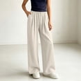 thumbnail image 5 of Taqqpue Womens Pants, Casual Loose Cotton Wide Leg Drawstring Elastic Waist Palazzo Lounge Pants,Solid Color Soft Lightweight Plus Size Beach Vacation Trouser Pants for Women, 5 of 7